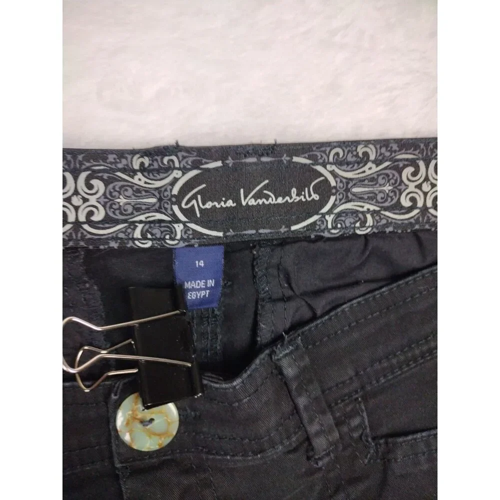 Gloria Vanderbilt Amanda Tapered Pants Black Mid Rise Size 14‎ Stretch Cotton
